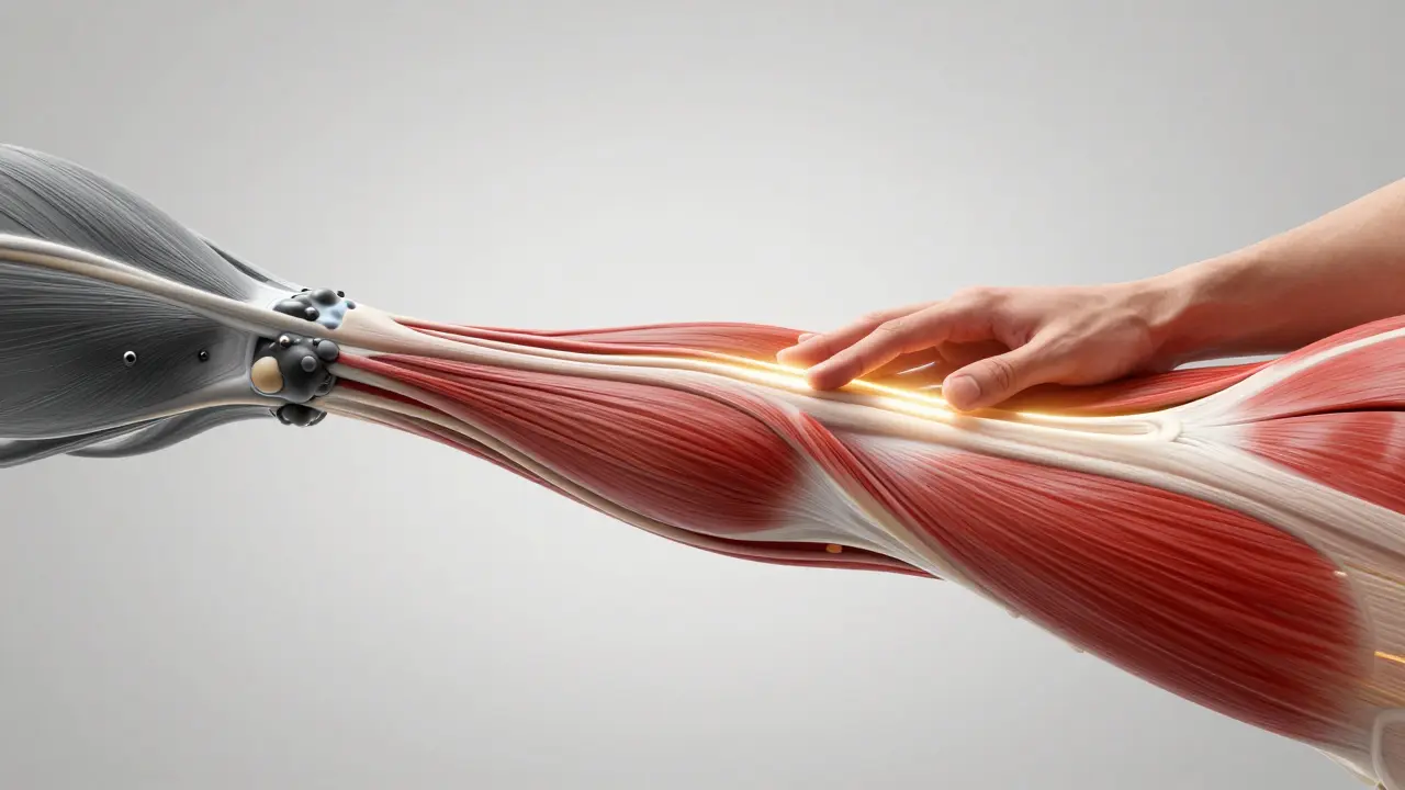 Abstract comparison of clogged muscle tissue versus restored blood flow after sports massage, using color gradients to show recovery.