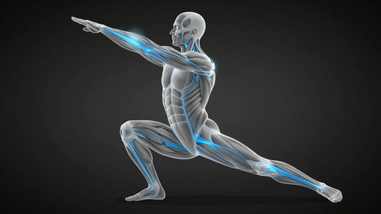 Anatomical illustration showing muscle recovery and blood flow