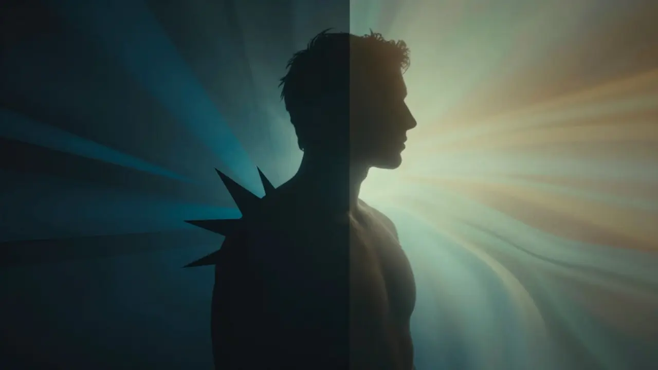 Abstract silhouette showing the transition from stress to calm in an athlete.